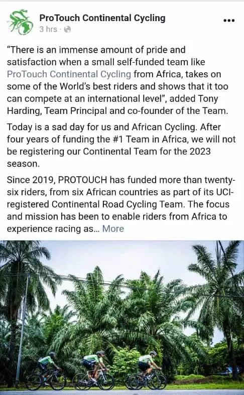 ProTouch Folds: Impact on African Cycling - Team Africa Rising